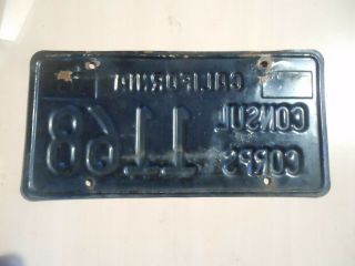 CONSUL CORPS CALIFORNIA BLACK license plate ALL.  see 2 pictures 2