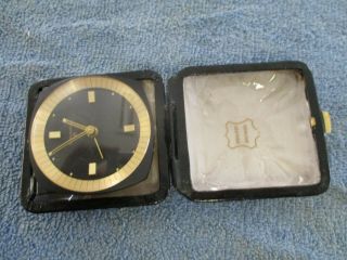 Vintage mid century Bulova 8 (day) swiss made travel clock w leather case 5