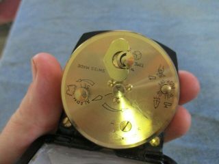 Vintage mid century Bulova 8 (day) swiss made travel clock w leather case 6