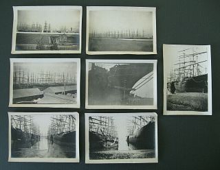 Seven 5 X 7 Photos : Sailing Ships Docked In San Francisco Bay / Winter 1910