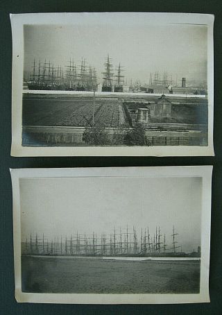 Seven 5 x 7 photos : Sailing ships docked in San Francisco Bay / Winter 1910 2