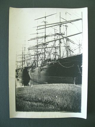 Seven 5 x 7 photos : Sailing ships docked in San Francisco Bay / Winter 1910 5