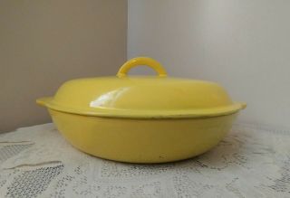 Vintage Descoware Yellow Enamel Cast Iron Dutch Oven Pot W/lid Belgium Fe 97 30k