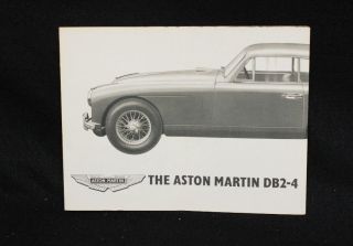 Aston Martin 1954 Db2 - 4 Foldout Brochure
