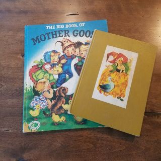 Vtg 50s Hardcover The Big Book Of Mother Goose Plus 70s Hallmark Popup Book