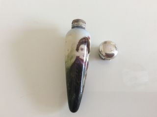 Antique silver porcelain Geisha teardrop perfume/scent bottle circa 1904. 5