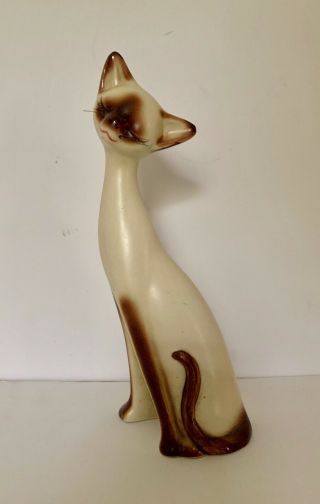 Vintage Long Neck Kitty Cat With Whiskers Ceramic Mid Century 1960 
