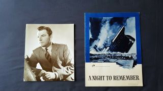 Program For Film A Night To Remember & Photo.  White Star Line Titanic Interest