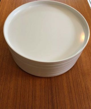Heller Massimo Vignelli Set Of 6 Mid Century White 10 " Dinner Plates Melamine