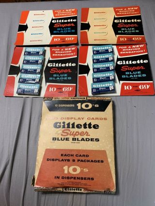 Vintage Gillette Early Rare Advertising Placards Signs Nos Razors Sign