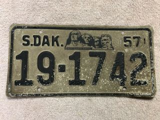 1957 Clay County South Dakot Truck License Plate