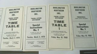(4) No.  1 Burlington Northern 1968 & 1970 Merger Timetable Twin Cities Div Bn Ett