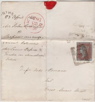 1851 Qv Edinburgh Cover With A Fine 4 Margin 1d Penny Red Imperf Stamp