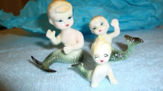 Vintage Aquarium Mermaid Figurines Set Of Three