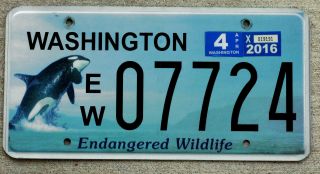 Washington Endangered Wildlife License Plate - Whale Leaping Out Of The Ocean