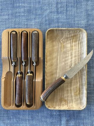 Lewis Rose And Co Ltd Sheffield England Stag Horn Steak Knife Knives Set Of 6