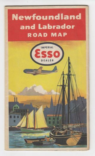 1951 Esso Road Map Newfoundland,  Labrador