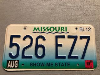 Vintage Missouri License Plate Show Me State Embossed 526 - Ez7 1999 Sticker