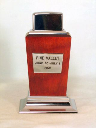 Roseart 1959 wood table lighter - Pine Valley Golf Club (1 USA Golf Course) - NOS 5