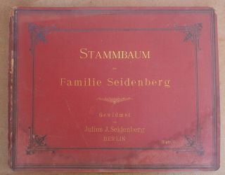 Antique Genealogic Tree Germany Usa Jewish Family Seidenberg Beginning 1792