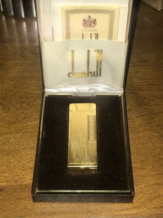 Vintage Gold Dunhill Rollagas Lighter W/ Box & Paperwork - Cond