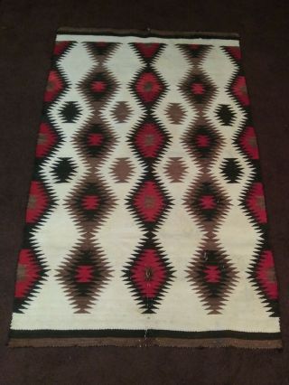Antique Navajo Transitional Blanket Rug With Connecting Diamonds,