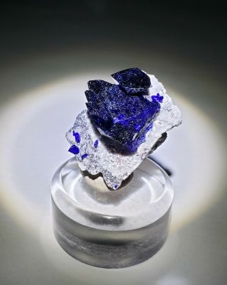 - Blue Azurite Crystals On Dickite Matrix,  Tn Milpillas Mine Mexico