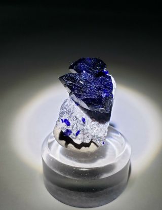 - Blue Azurite crystals on Dickite matrix,  TN Milpillas mine Mexico 2