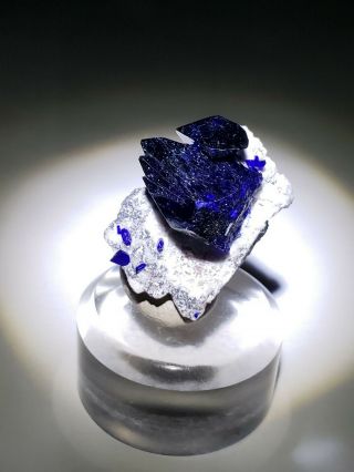 - Blue Azurite crystals on Dickite matrix,  TN Milpillas mine Mexico 4