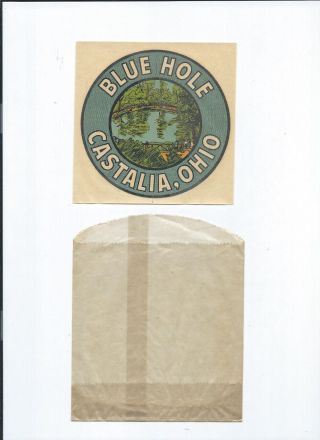 Rare Vintage Blue Hole Castalia,  Ohio In Wax Wrapper