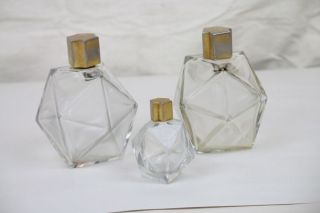 Baccarat Perfume Bottle Set Of 3 Rare Essence Empty Crystal Paris France