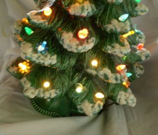 Vintage Ceramic Christmas Tree 19 Inches Lights With Base,  Music Box