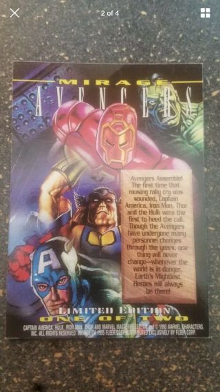 1995 Marvel Masterpieces Avengers Mirage Card Extremely Rare Nm/m