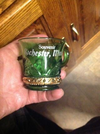 Eapg Cup Rochester Minnesota Mn Minn,  Green Glass
