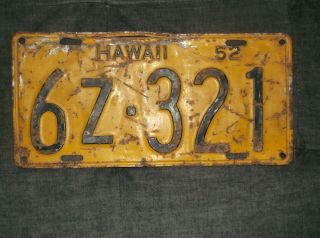 Antique Hawaii 1952 License Plate