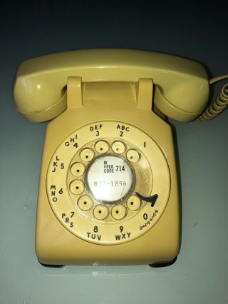 Vintage Western Electric 500 Dm Rotary Dial Desk Telephone Bell Mustard Yellow