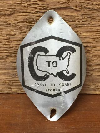 Vintage Coast To Coast Stores Bicycle Head Badge - Aluminum - 1960’s/1970’s