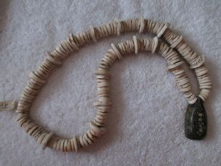 Strand Of Old California Shell Beads & Pendant With Docs - - Nr