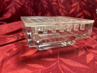 Vintage Mid Century Square Glass And Acrylic Flower Frog,  Mod Int Weidmann T 50