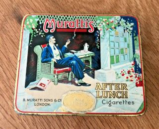 Vintage " Muratti´s " After Lunch Cigarettes - Empty Tin Case