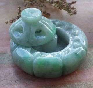 Certified Green 100 Natural A Jade jadeite Display Flower Snuff Bottle 551966 3