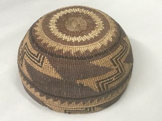 Antique Western California Native American Hupa Indian Basket Hat