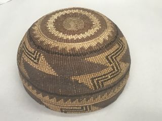 Antique Western California Native American Hupa Indian Basket Hat 8