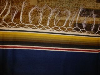 Antique Mexican Serape Saltillo Woven Rug Blanket Very Fine Wool 5.  5 