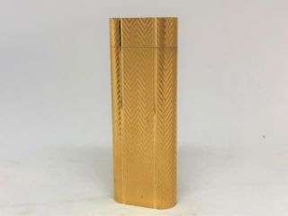 Auth Cartier K18 Gold - Plated Herringbone Pattern Oval Lighter Gold Paris (25779)