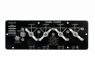 Boeing B - 17 Flying Fortress Cowl Flap Control Panel,  Wwii Aviation Ins - 0106