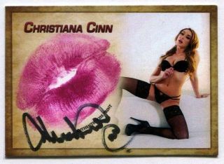Christiana Cinn Autograph Kiss Print Card Adult Film Star 2017 Collectors Expo