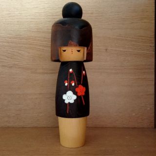 8.  7 Inch Cute Kokeshi Wooden Doll By Usaburo Japanese Traditinal Craft