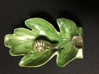 Vintage Ceramic Leaf Shaped Ashtray W/snail & 1 Rest Lewis & Neblett Cincinnati