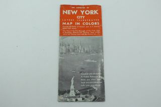 1940 Supervue Map Of York City Illustrated In Color Foldout Map Brochure